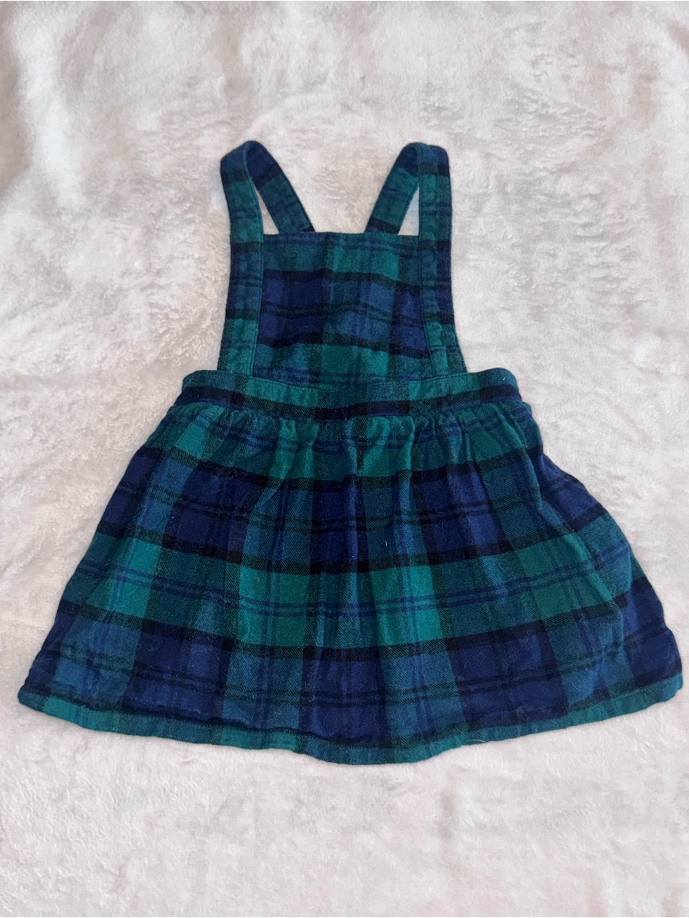 Old Navy Green & Navy Plaid Overall Pinafore Dress